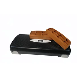 BANCO STEP DE AEROBICS EN PLASTICO PVC REFORZADO, PLATAFORMA AJUSTABLE 2 ALTURAS NEGRO/BLANCO/DORADO MJM IN PROFESIONAL