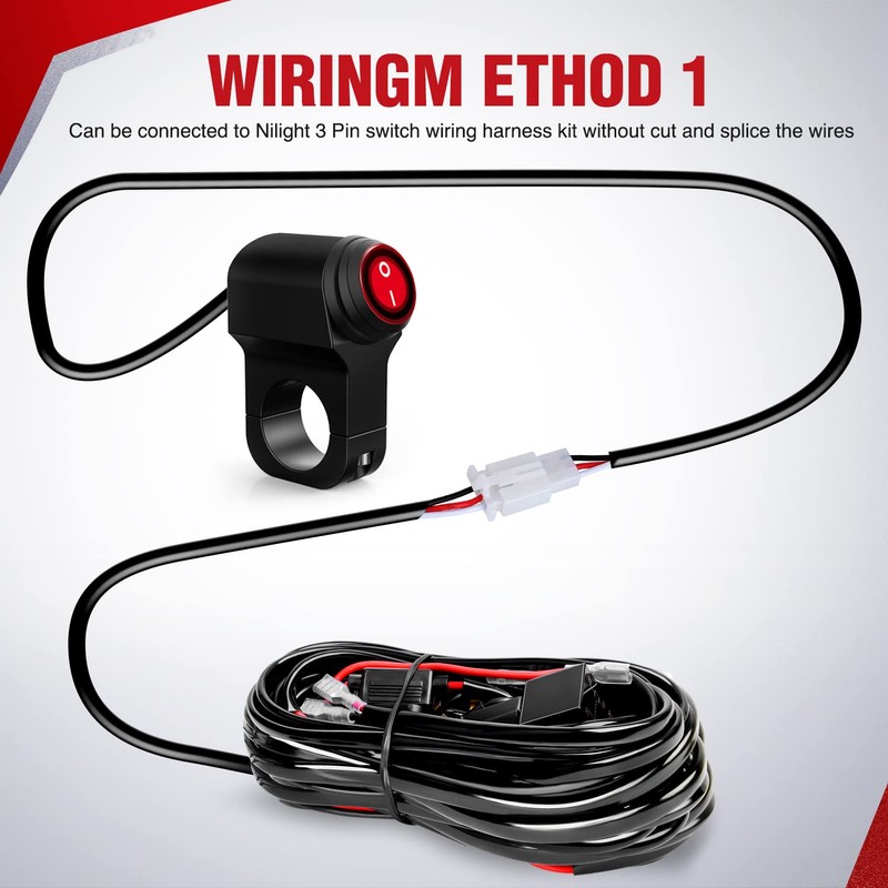 Nilight Motorcycle Handlebar Switch Plug and Play 12V ATV Light