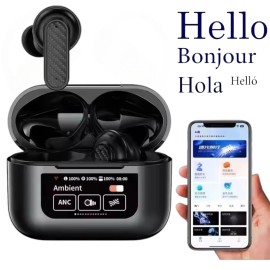 myfavoritedeal Auriculares Traductor De 144 Idiomas en Tiempo Real Traducción Bidireccional - Black