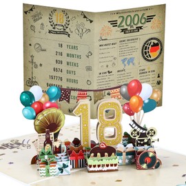 Joyoldelf 18. Geburtstagskarte, 2006 Jahrgang Geschenk, Pop Up Grußkarten, 3D Pop Up Karte Geburtstag Grußkarte, Geburtstagskarten mit Umschlag, Geburtstagsgeschenk für Männer Frauen Jubiläum