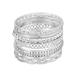 Chunky Stackable Textured Layers Bohemica Bracelets Set Wedding Multi Pearl Beads Gold Bangle Bracelet Cable Smooth Western Wedding Jewelry for Women, Metal, metal