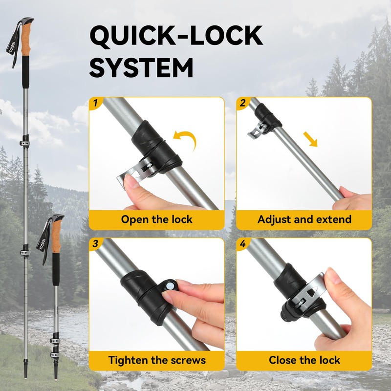 TOBTOS Trekking Poles, 2 Pack 7075 Aluminum Walking Sticks with