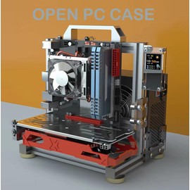 EDIY PC Test Bench Open Air Computer Case ITX UMATX MATX Motherboard Chassis Aluminum Bracket DIY Bare Frame Mini-ATX Support 120 240 360 Liquid Cooling Silver