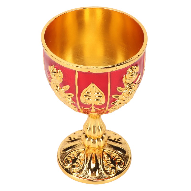 Gold Chalice 4 Inch High Zinc Alloy Retro Embossed Flower