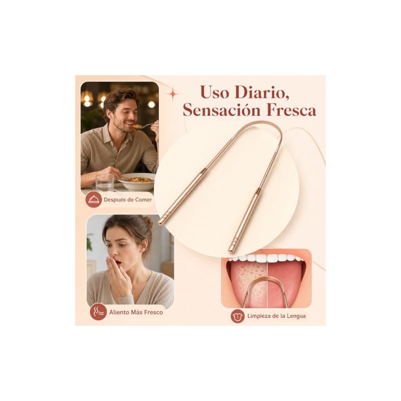 2Pzs Raspador de Lengua Acero Inoxidable, Limpiador de Lengua