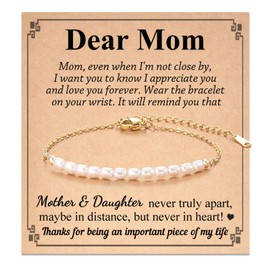 Mothers Day Bracelet for Mom Adjustable Pearl Chain Bracelet Mom Bracelets for Women Mothers Day Gifts for Mother/Mother in Law