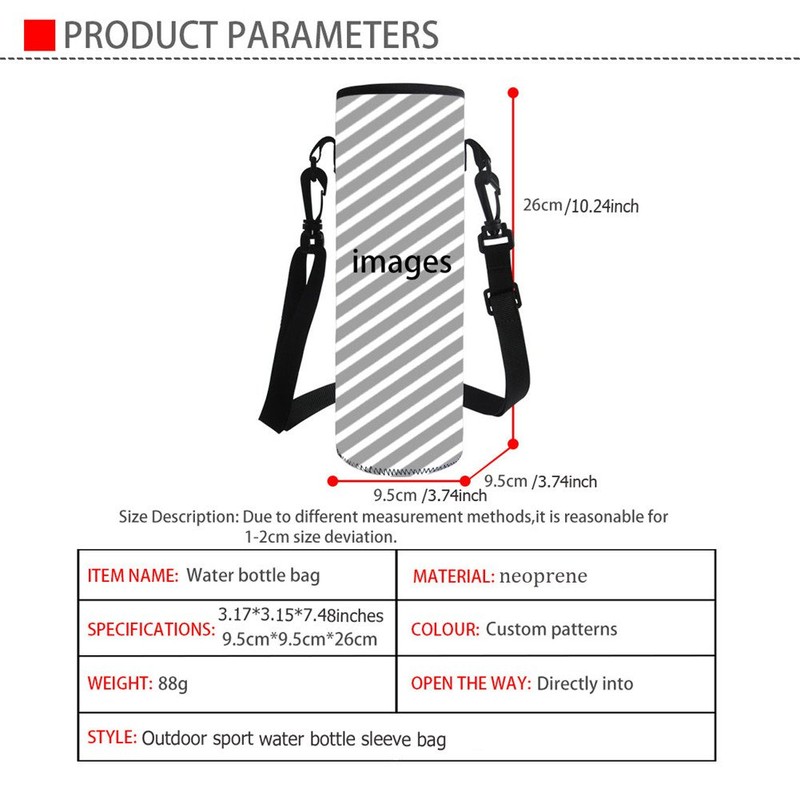 Hugs Idea Neoprene Insulated Water Bottle Carry Bag with Shoulder