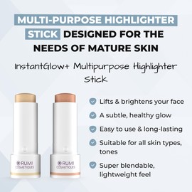 Rumi Cosmetiques InstantGlow+ Multipurpose 4-in-1 Highlighter Stick For Older Women - Radiant Glow & Nourishing Formula - For Face, Shoulders, Decolletage - For Sensitive Eyes (Vanilla, Regular)