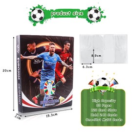 Scrapbook with Football Cards Scrapbook, 240 Pieces Capacity, Trading Card Books, Cards Album Folder Card Holder Card Sleeves, Trading Cards Album for Various Standard Size Cards (Black)