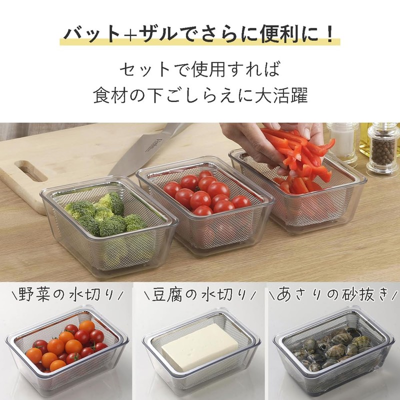 Shimomura 46178 Heat-resistant Clear Bat & Colander, 9-Piece Set