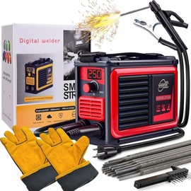 GNI,Super Mini Welding Machine, easy to carry, Welding Gloves Welding Hammer, Small Portable Welder Machine 110V, For Beginners Stick Welder, 360°Large Area Heat Dissipation ARC Welder,Maintenance Tools welder  machine - Color: Red