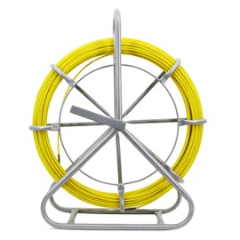 6MM 450 FT Duct Rod Fiberglass Fish Tape Electrical Wire Cable Puller Duct Rodder Fish Tape Puller Duct Wire Cable Running with Cage