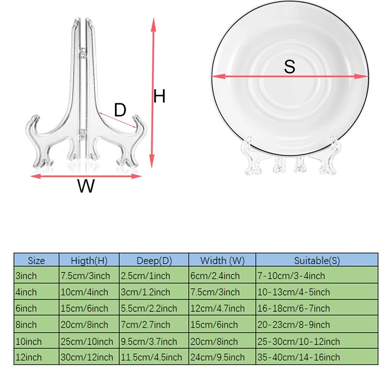 Punhung 20 Pack Clear Plastic Easel Plate Stands Holders Display
