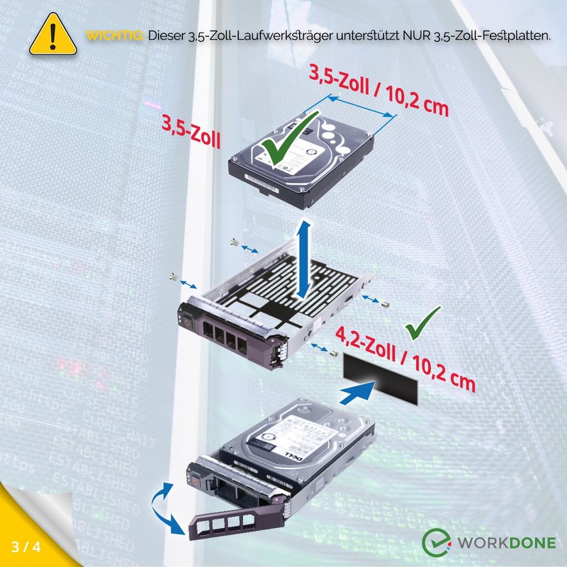 WORKDONE 3.5 Inch LFF Caddy Compatible with Dell PowerEdge 13-11