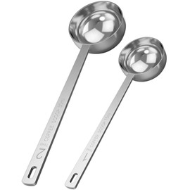 Orblue Premium Coffee Scoop Set - 1 Tbsp (15ml) & 2 Tbsp (30ml) Measuring Tablespoon - Stainless Steel Coffee Measuring Spoon and Scooper with Long Handles - Pack of 2