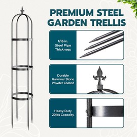 Idzo Trellis for Climbing Plants Outdoor, Garden Trellis Steel, Obelisk Design Stone Coated, 72 in Upgrade 2025, Vertical Support for Climbing Plants, Decorative for Outdoor & Indoor Use