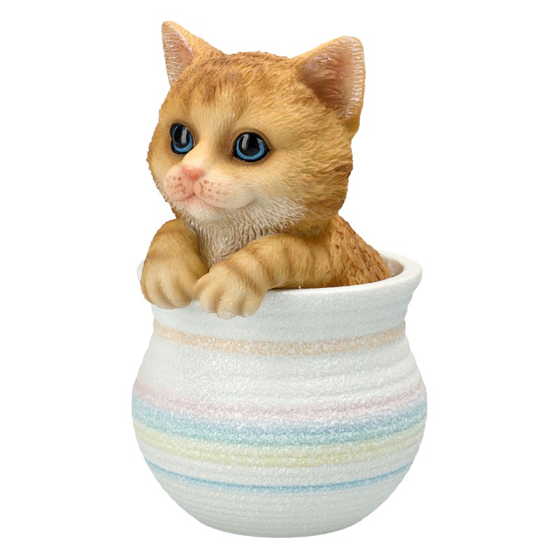 Figuren Shop GmbH Cat in Flower Pot - Orange Tabby