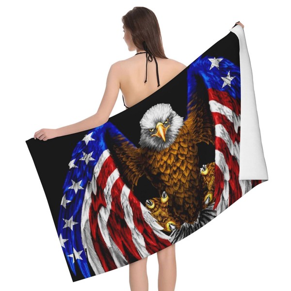 Microfiber Sand Free Bald Eagle Patriotic American Flag Sticker Beach