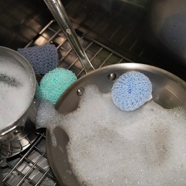 Fox Run Mesh Dish Scrubber Set, Set of 3 Multicolor Polyester Kitchen Cleaners