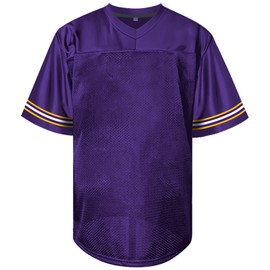 Atonmore Men Blank Plain Football Jersey, Adult Hip Hop Hipster Short Sleeve Mesh Pullover Shirts,Custom Sports Uniforms for Party(Purple,Medium)