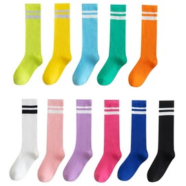 InSomila Children's Socks, 11 Colors to Choose from, Line Socks, Kids' High Socks, Ribbed, Border Socks, Knee High, Team Costume, Athletic Events, Stand Out, Fluorescent Colors, purple
