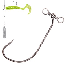 Drop Shot Swimbait Hooks,50pcs in-line Drop Shot Rig Hooks Swivel Soft Plastic Worm Hooks for Bass,Perch Fishing Size 2/0,3/0,4/0