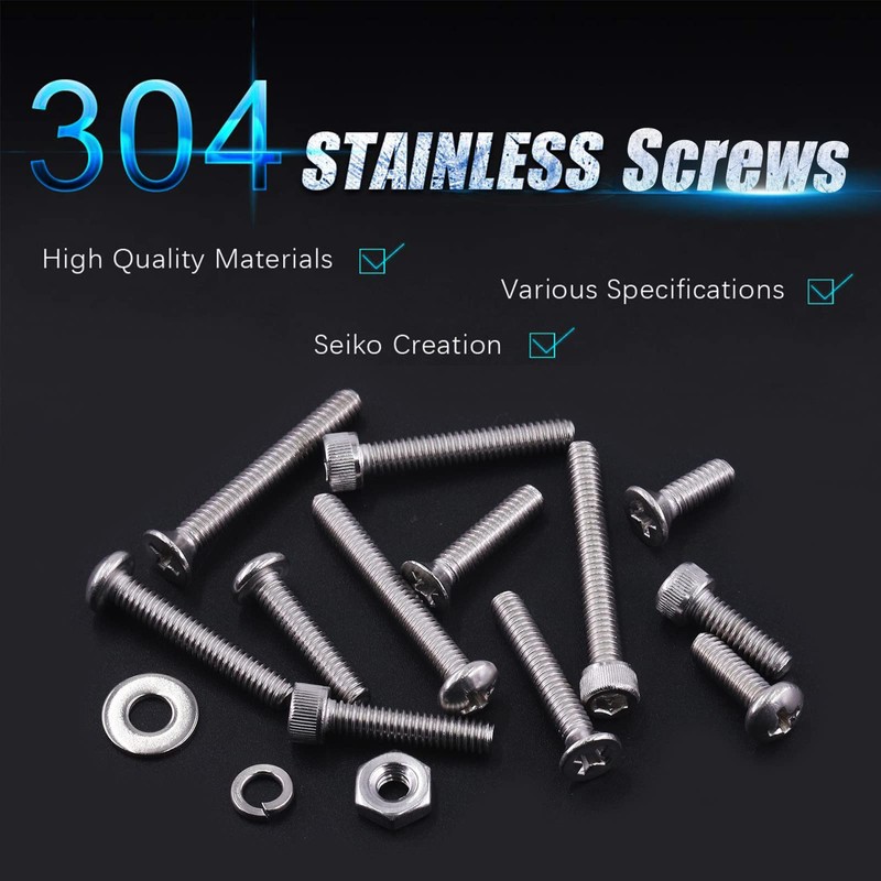 Swpeet 684Pcs SAE #4#8#10 304 Stainless Steel Phillips Pan Round