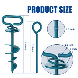 Eurmax USA Dog Tie Out Stake Triple Lock Heavy Duty Dog Anchor for Large Dogs Trampoline Stakes Dog for Yard and Outdoor Dog Runner Install & Travel Kit Included,2-Pack(Navy Blue)