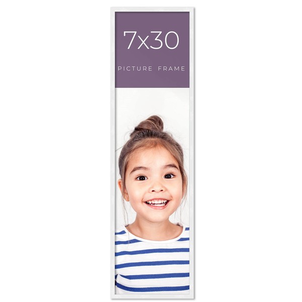 7x30 Frame White Real Wood Picture Frame Width 0.75 Inches