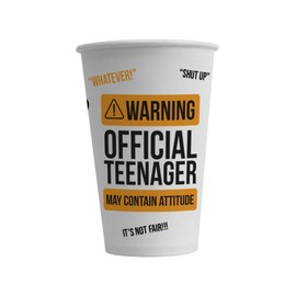 Bang Tidy Clothing Teenager Birthday Decorations Packs of 24 Paper Cups 12 Oz Party Cups - Teen Decoration Tableware for Teenagers 13th - Disposable (300 ml) - Warning