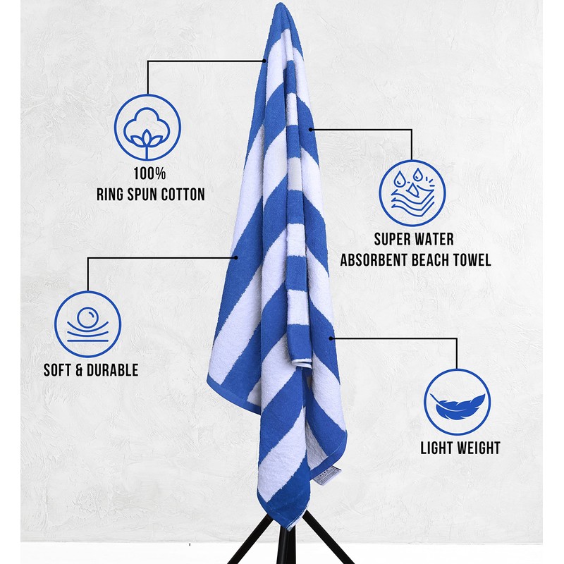 Utopia Towels 4 Pack Cabana Stripe Beach Towel, 30 by