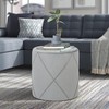 Joveco Modern Round Ottoman, Velvet Upholstered Tufted Vanity Stool with