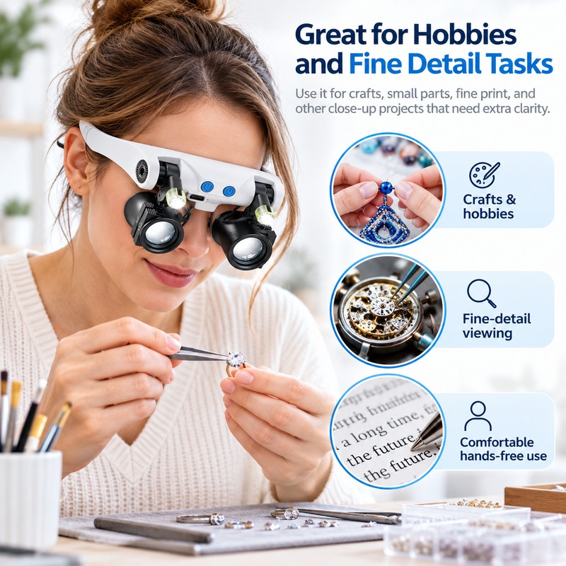LED Magnifying Glasses for Detailed Work – Hands-Free Magnifier with