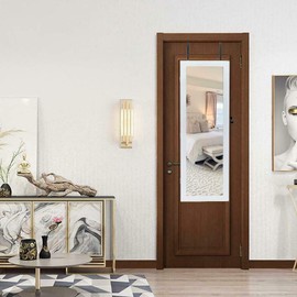 Qinghongkeen Jewelry Armoire Jewelry Organizer, Wall Mounted/Door Hanging Jewelry Storage Cabinet, Lockable Mirror Jewelry Cabinet w/LED Light, Cosmetic Storage Organizer For Women/jewelry cabinet