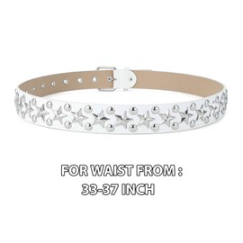 CiviLight Star Studded Belt Rivet Y2k Belts Women Punk Accessories Gothic Belt (White), M:33-40''