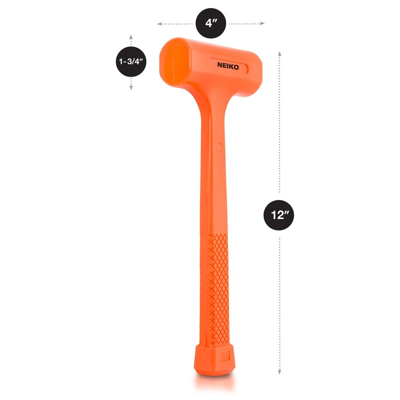Neiko 02846A 1 LB Dead Blow Hammer, Neon Orange I