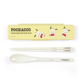 Sanrio 298417 Sanrio Chopsticks & Spoon Set, Pochacco, Pochacco, 0.7 x 7.4 x 1.9 inches (1.8 x 18.8 x 4.7 cm), New Life, Lunch Goods, Character