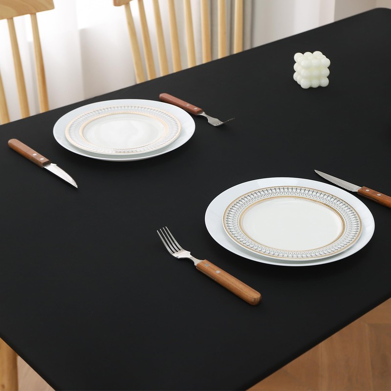 FANTELOO Black Spandex Stretch Fitted Table Top Cover for Dining