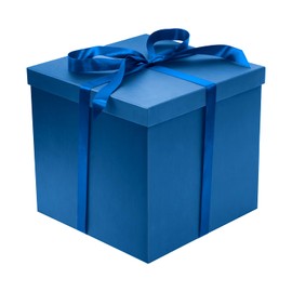 Linelglobal Large Gift Box with Lid for Present Collapsible Gift Box with Filler Paper for Birthday Anniversary Father Day 12x12x10 - Blue