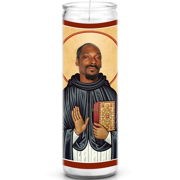 Snoop Celebrity Prayer Candle - Funny Saint Candle - 8 inch Glass Prayer Votive - 100% Handmade in USA - Novelty Celebrity Gift (Snoop Dogg)