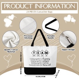 Abbylike 48 Pcs Employee Appreciation Gift Bag Bulk 24 Thank You Tote 24 Canvas Cosmetic Bags for Women Gift, Team Quote