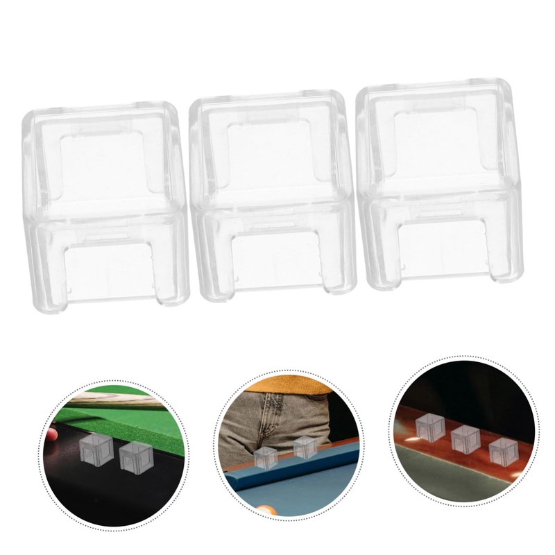 WHAMVOX 3pcs Transparent Acrylic Pool Cue Chalk Case Durable Billiard