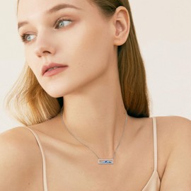 MEIDERBO Mountain Mustard Seed Necklace 925 Sterling Silver Abalone Shell Mountain Faith Pendant Necklace Mountain Mustard Jewelry Gifts for Women