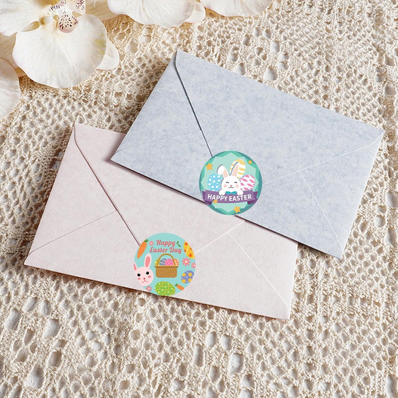 Pack of 2 Easter Stickers Roll, Easter Egg Sticker Designs,