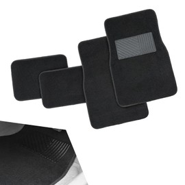 gunroil 4 PCS Car Mat Kit, 65 cm x 43.5 cm + 30 cm x 43.5 cm Flame Retardant PVC Non-Slip Curve Protection Mat, Vehicle Modification Replacement Accessories, for Most SUVs, Cars (Black)