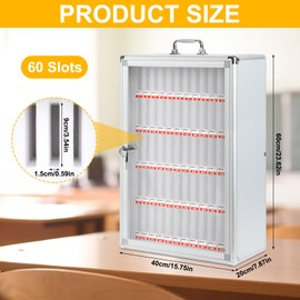 Longhuo 60 Slots Aluminum Alloy Cell Phone Holder Classroom,Cell Phone Storage Cabinet Pocket Chart,for Cell Phones Wall-Mounted with a Locked,Movable,Can be Carried by Hand (60 Slot)