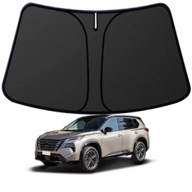 for Rogue 3rd Gen 2021-2024 2025 Sun Shade Windshield, Custom Fit Foldable Front Window Sunshade Sun Visor 400D Retractable Protector Car Accessories (Not for Rogue Sport), Block UV Rays