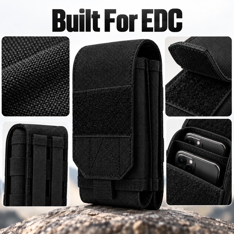 Double Phone MOLLE Pouch Nylon Belt Waist Bag for EDC