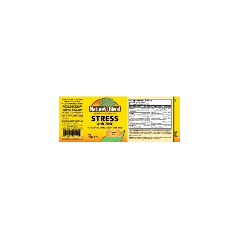 Nature's Blend Stress Formula with Zinc 60 Tablets Gluten Free