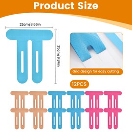 12 Pcs Precut Kinesiology Tape for Knees,Knee Support Tape Elastic and Waterproof,Sticky Relief Athletic Tape for Muscle Discomfort Relief and Reduce Damage,for Knees Shoulders Ankles Wrists